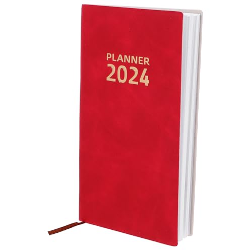 LALAFINA Zeitplan-notizbuch Jahresplaner 2024 Liste Haushaltsbuch Notizbuch Zu Machen Kalender Zielplaner Notizblock Monatsplaner Revision Agenda Wöchentlicher Schreibtischplaner Papier Rot von LALAFINA