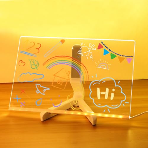 LALASTYLE LED-Notizbrett, Acryl-Schreibtafel mit 7 Farben, LED-Nachrichtenbrett, DIY-Zeichenbrett mit Ständer für Büro, Café, Schule, Zuhause (30 x 20 cm) von LALASTYLE