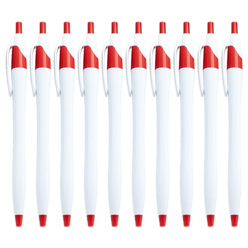 LAMDNL 10 Stück einziehbarer Kunststoff-Kugelschreiber mit Stift-Clip, Signierstift, Büro, Unterschrift, Gastschild, Stift für Büro von LAMDNL