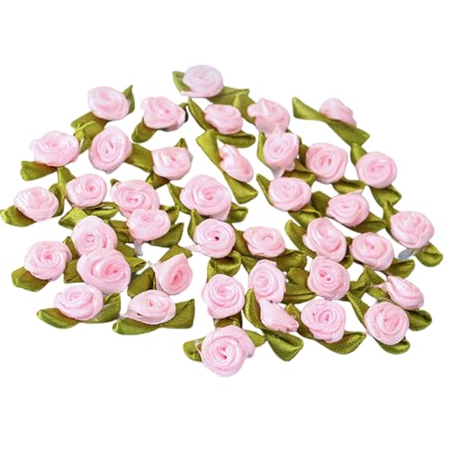 LAMDNL 100 Stück kleine Rose Blume gepolsterte Applikationen Patches Handwerk Kleidung Nähen Zubehör Frau Haarband Applikationen von LAMDNL