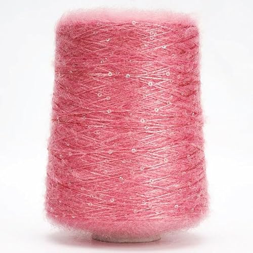 520 g glitzerndes Garn, weiches, natürliches, buntes Plüsch-Mohair-Paillettengarn zum Stricken, Eisseide, metallisiertes Garn, Webart, Häkel-Nähgarn von LAMPPE