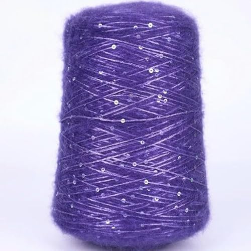 520 g glitzerndes Garn, weiches, natürliches, buntes Plüsch-Mohair-Paillettengarn zum Stricken, Eisseide, metallisiertes Garn, Webart, Häkel-Nähgarn von LAMPPE