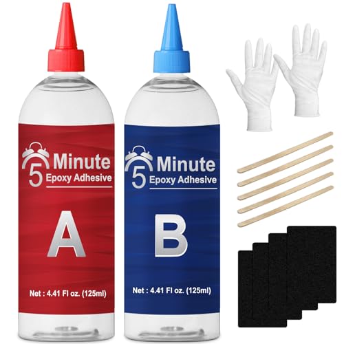 LAMXIN 5 Minutes Epoxy Kleber 250ml, Zäher Dauerhafter Hitzebeständiger 2 Komponenten Kleber Epoxidharz, Schnell Aushärtender Klarer Zwei Komponentenkleber für Metall, Holz, Fliesen, Kunststoffe von LAMXIN