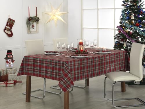 LAN&LAN - tischdecke Weihnachten, für große rechteckige Tische, weihnachtstischdecke große Karos mit DREI verschiedenen Größen zur Auswahl (große Quadrate, 140 x 150) von LAN&LAN