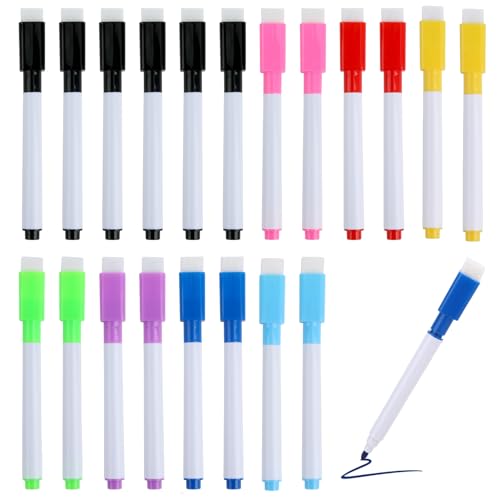 LANAFAY 12PCS Whiteboard Stifte, Whiteboard Marker, 9 Farben, Trocken Marker Abwischbare, Folienstift Abwischbar, Geruchsarmer mit Erase für Büro, Schule, Zuhause von LANAFAY