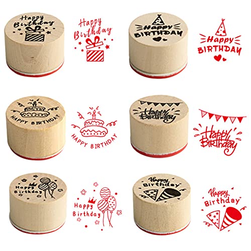 LANCHEN 6pcs Kartenherstellung Stempel Alles Gute zum Geburtstag Dekorativ montierter Holzstempel von LANCHEN