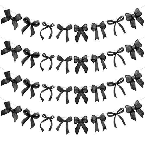 Schleife Geburtstagsdekorationen, schwarze Kokette Geburtstagsdekorationen umfassen schwarze Schleife Geburtstag Girlande Banner Schleife Geburtstag Party Supplies von LANGASQUE