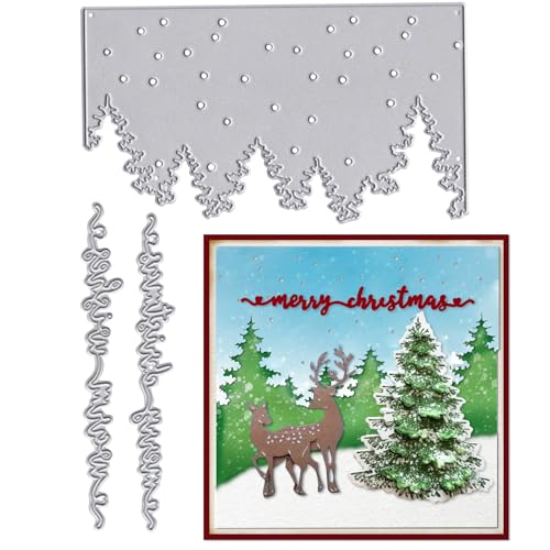 LANGFON Wald Tree Stanzschablone Wald Hintergrund Stanzformen für Kartenherstellung Weihnachtsbaum Wald Stanzform für Decoupage DIY Scrapbooking Fotoalbum Karte Handwerk Weihnachten Dekor von LANGFON