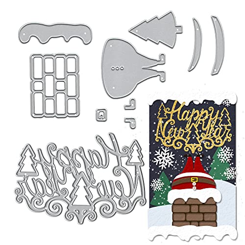 LANGFON Weihnachten Metall Stanzschablonen, Weihnachten Schornstein Weihnachtsmann Hintergrund Stanzformen für Kartenherstellung DIY Scrapbooking und Fotoalbum Karte Handwerk Dekoration von LANGFON