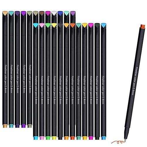 Fineliner Farbstifte-Set, feine Linien, für Skizzen, Schreiben, Zeichnen, mit Metallspitze, 24 Stück von LANGING