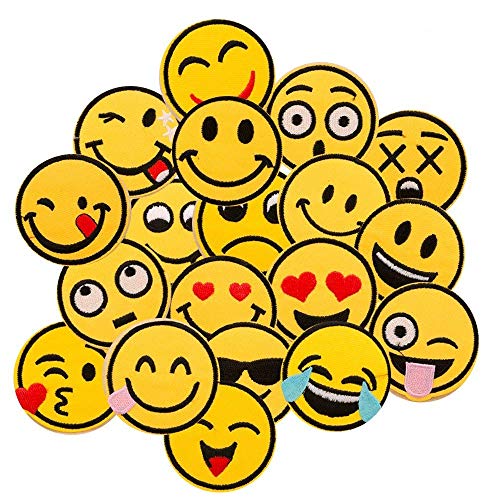 LANGING 20 Stück Emoji Expression Applizieren Aufnäher Bügelbild Flicken Patches Zum für T Shirt von LANGING