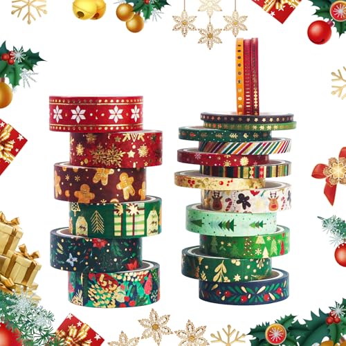 LANSKYLAN 21 Rollen Washi tape Weihnachten set Klebeband Weihnachten Masking Tape Dekorative Selbstklebendes washi tape set Washi Tapes Klebeband für Weihnachten DIY Scrapbooking Geschenkverpackung von LANSKYLAN