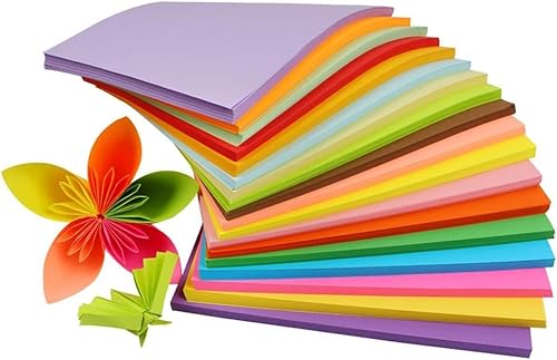 100 Blatt Buntes Papier A4, Origami Papier 20 Farben 70 g/m²Farbiges Papier Faltpapier, Tonpapier Bastelpapier A4 Buntpapier Druckerpapier Faltpapier für Diy, Kinder und Erwachsene von LANYOTA