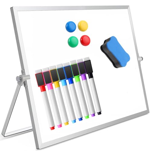 Magnetisches Whiteboard, Doppelseitige White Board Magnetische Desktop Schreibtafel Kinder Memoboard,Tragbare Staffelei Whiteboard für Kinder,Studenten, Schulbedarf, Büro (20x30CM mit Ständer) von LANYOTA