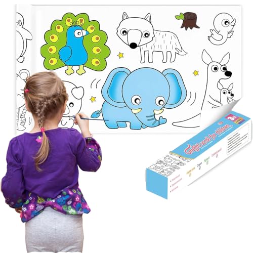 Malpapier für Kinder, 300 * 30cm Zeichenrolle Papierrolle, DIY Malpapier Sticky Farbe Füllpapier für Kinder Craft, Drawing Paper Roll for Mädchen und Jungen (Tier) von LANYOTA