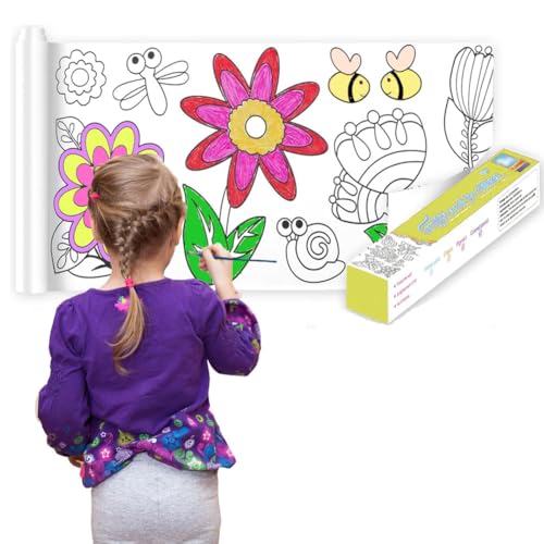 Malpapier für Kinder, 300 * 30cm Zeichenrolle Papierrolle, DIY Malpapier Sticky Farbe Füllpapier für Kinder Craft, Drawing Paper Roll for Mädchen und Jungen (Blume) von LANYOTA