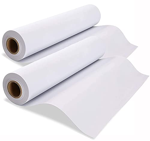 Zeichenpapier Rolle, 43cm x 15m Weiße Papierrolle, 2 Stück Zeichenrolle Kinder Künstler Skizze Malerei Papier, Recycelte Staffeleipapier für Kleinkinder Kinder Studenten von LANYOTA