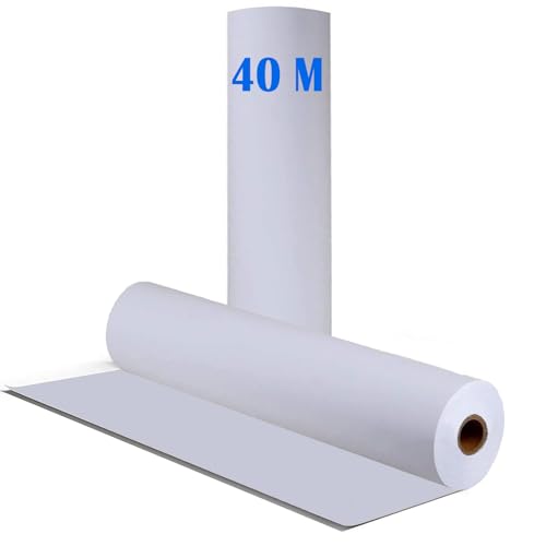 Zeichenpapier Rolle, 44cm x 40m Papierrolle, Skizzenpapier Skizzenrolle, Malpapier für Erwachsene Kinder Staffeleipapier Wandkunst Skizzieren Basteln Zeichnen Geschenkpapier,Weiße von LANYOTA