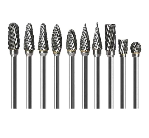 10 PCS Hartmetall-Frässtifte mit Doppelschnitt LAOYE 3mm Metallfräser für Bohrmaschine Holzraspel kompatibel mit Dremel-Drehwerkzeug 1/8" Schaft Fräser für HolzSchleifen MetallPolieren Schnitzen usw. von LAOYE