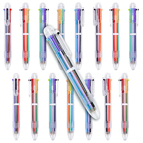 LAOYE 15 Stück Mehrfarbige Kugelschreiber 6in1 Multicolor Stifte Retractable Kugelschreiber 6 Farben Kugelschreiber Mehrfarbiger Stifte für Studenten Kinder Büro Schulbedarf von LAOYE