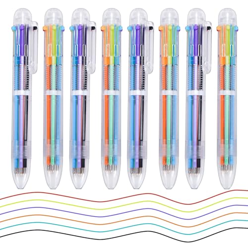 LAOYE 8PCS Mehrfarbiger Kugelschreiber 6in1 Mehrfarbiger Stifte 6 Farben Kugelschreiber bunt Druckkugelschreiber Multicolor Pen für Büro Schulbedarf Studenten Kinder Krankenschwestern Geschenk von LAOYE