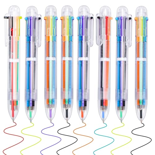 LAOYE 8er Mehrfarbiger Kugelschreiber 6in1 mehrfarbiger Stifte Multicolor Pen 6 Farben Kugelschreiber bunt Druckkugelschreiber für Büro Schulbedarf Studenten Kinder Krankenschwestern Geschenk von LAOYE