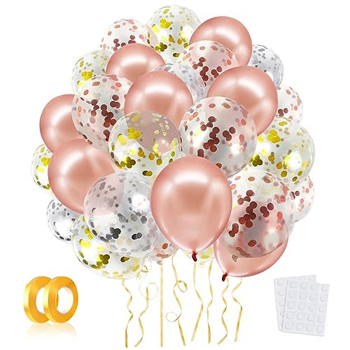 LAPONO Luftballons Rosegold Set,50 Stück 12 Zoll Birthday Konfetti Helium Ballon Langlebige Latex Ballons Girlande für Frauen or Girl Hochzeit Geburtstag Graduierung Bachelorette Party Jubiläum Deko von LAPONO