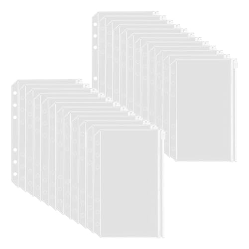 LAPOOH 50 x A6-Ordnertaschen mit 6 Löchern, Reißverschluss-Mappen für 6-Ringbuch, PVC, Geldumschläge, Reißverschlusstasche von LAPOOH