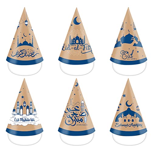 LAPOOH 6-Teilige Themenparty 3D-Papierhut-Mondstern-Dekoration für Ramadan-Partyzubehör von LAPOOH