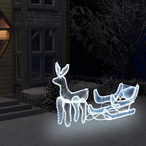 LAPOOH Weihnachtsbeleuchtung Rentiere und Schlitten mit Mesh 432, Rentier Weihnachtsdeko, Rentier Beleuchtet Aussen, Outdoor Weihnachtsdeko, Weihnachtsbeleuchtung Aussen Rentier, von LAPOOH