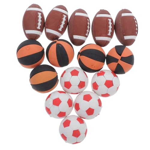 LAPYAPPE 15 Stück Kugelradiergummi Füllstoffe Trockener Radiergummi Bleistiftverzierungen Mini-fußball Fußball -schlüsselbund Basketball Radiergummis Rugby-radiergummis Partygeschenke von LAPYAPPE