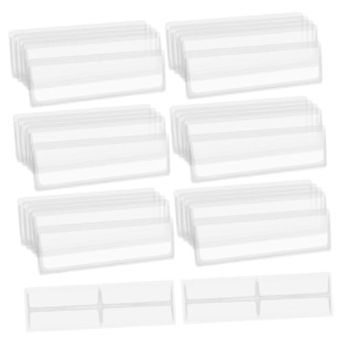 LAPYAPPE 32 Pcs Transparente selbstklebende Etikettentasche Klebetaschen für Etiketten Karteikartenfächer Etikettenhalter für Schubladen Etikettenschutz selbstklebende Taschen PVC von LAPYAPPE