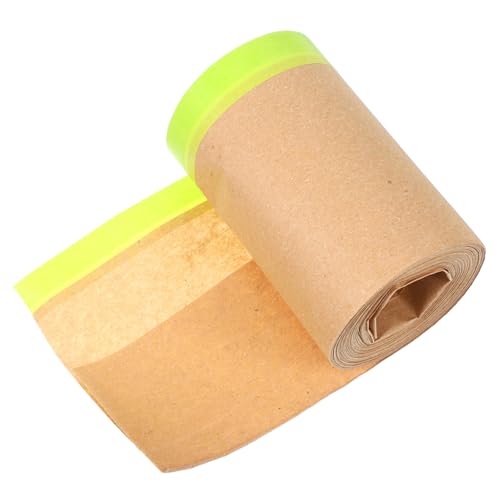 LAPYAPPE Kraft-maskierfolie Auto-klebeband Autoabdeckpapier Vorab Abgeklebtes Abdeckpapier Auto Klebeband Klebebandpapier Vorgeklebter Abdeckfilm Packpapier Kraft Autolackband Kraftpapier von LAPYAPPE