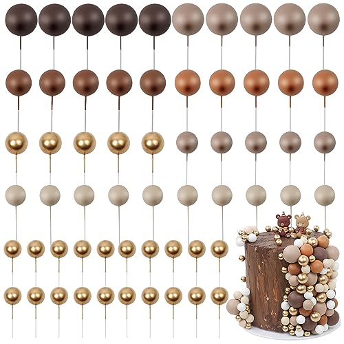 LARDUX 60 PCS Tortendeko Kugel - Backen Kuchen Dekorationen DIY Mini Ballon Cupcake Einsatz für Geburtstag Party Baby Dusche Hochzeit - Braun von LARDUX