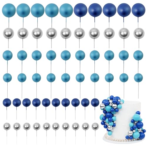 LARDUX 60 PCS Tortendeko Kugel - Backen Kuchen Dekorationen DIY Mini Ballon Cupcake Einsatz für Kinder Junge Geburtstag Party Baby Dusche Hochzeit - Marineblau von LARDUX