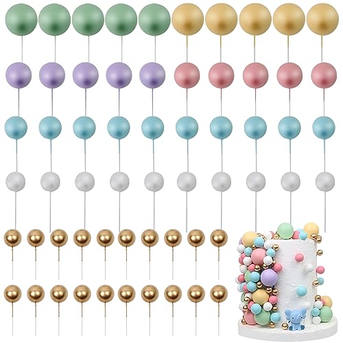 LARDUX 60 PCS Tortendeko Kugel - Boho Backen Kuchen Dekorationen DIY Mini Ballon Cupcake Einsatz für Einhorn Macaron Geburtstag Party Baby Dusche Weihnachten -Regenbogen von LARDUX