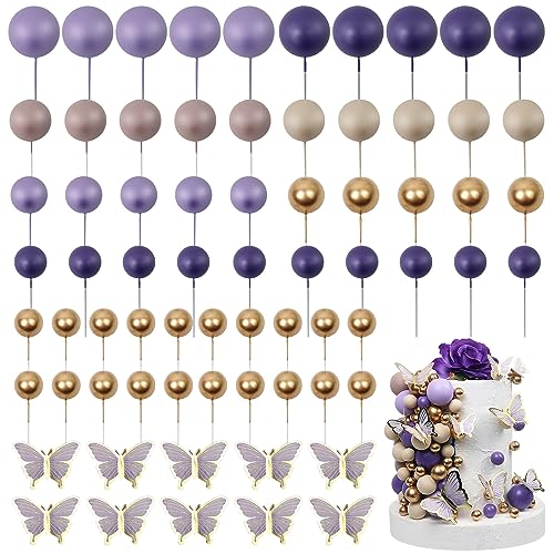 LARDUX 60 PCS Tortendeko Kugel- Schmetterling Kuchen Dekorationen DIY Mini Ballon Cupcake Einsatz für Geburtstag Party Baby Dusche Hochzeit - Lila von LARDUX