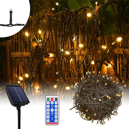 LARS360 30m Solar Lichterkette 300 LEDs, 8 Modi Kupferdraht Solarlichterkette Wasserdicht IP44 Lichterkette Außen Weihnachtsbeleuchtung mit Zeitschaltuhr und Memory-Funktion, Warmweiß von LARS360