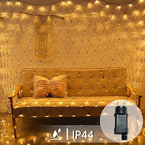 LARS360 LED Lichternetz 6x2m 280LEDs Außen und Innen Lichterkettenvorhang mit 8 Leuchtmodi Warmweiß Lichterkettennetz IP44 Wasserfest mit Stecker für Weihnachten Halloween Hochzeit Party von LARS360