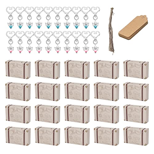 LARUISEE 20 Sets Engel-Schlüsselanhänger mit Süßigkeitenschachteln, blanko, Kraftpapier, Babyparty, Gastrückkehr, Hochzeit, Geburtstag, Dekoration, Hochzeitsanhänger als Geschenk von LARUISEE