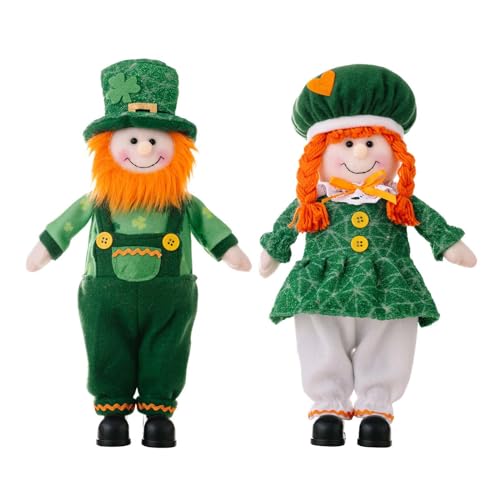 LARUISEE Ein Paar Zwerge für den irischen Tag, Festival-Zwerge, stehend, schöne irische Tagesdekoration, elegantes Ornament für Patrick Day Irish Day von LARUISEE