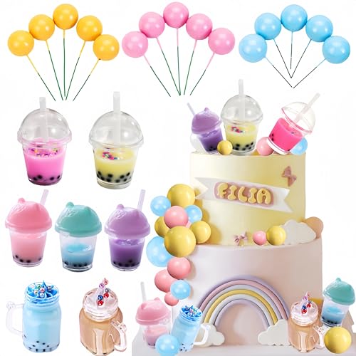 Bubble Tea Cupcake Toppers Bubble Milk Tea Dessert Theme Party Supplies Boba Milk Tea Birthday Party Decoration von LAST HOE DOWN