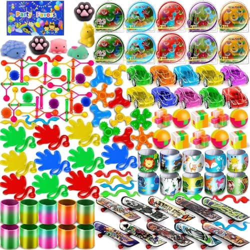 LATERN 120 Stück Partytütenfüller für Kinder, 12 Stile Bunte Partygeschenke mit Kugeln Frühling Skateboards Klebehände Würfel Autos Bälle Kreisel für Klassenpreise Feiertage Geburtstags Party Geschenk von LATERN