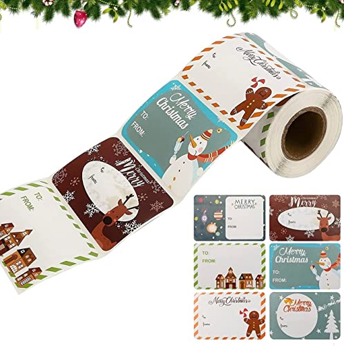 LATERN 250 Stück Weihnachten Tag Aufkleber, 6 Farben Selbstklebende Geschenketiketten Aufkleber Füllen Sie Namensschilder Präsentieren Dekorative Etiketten Schneemann Rentier Aufkleber (8cm x 5cm) von LATERN