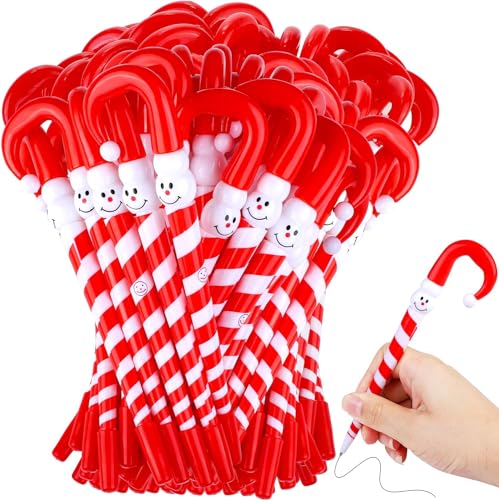 LATERN 60 Stück Weihnachts Zuckerstangen Stift, 17CM Weihnachts Schneemann Kugelschreiber Regenschirm Stockstift mit schwarzer Tinte für Weihnachten Urlaub Neujahrs Heim Dekor Partygeschenk von LATERN