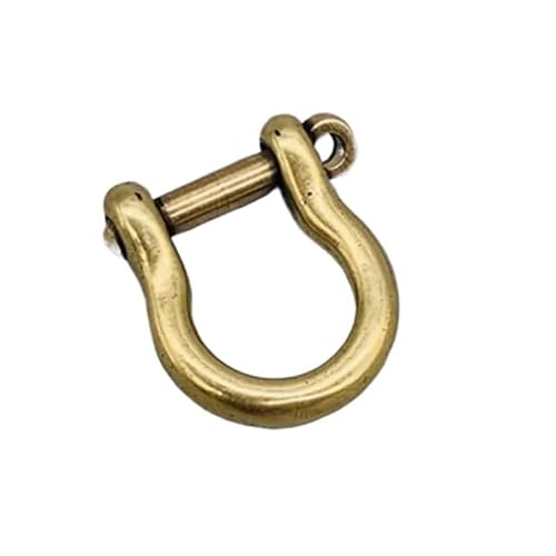 LATOOR 1 Stück 6mm, 7mm, 10mm Massiv Messing Karabiner D-Bogen Schäkel Fob Schlüsselanhänger Haken Schraubgelenk Verbinder Schnalle (Gold) von LATOOR