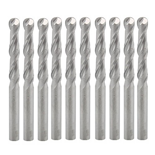 10 Stücke 3,175/4/6/8mm 2 Flöte Kugelkopf Spiralfräser CNC Fräser Holzgravur Bit Hartmetall-schaftfräser(3.175x1.0x4) von LATOOR