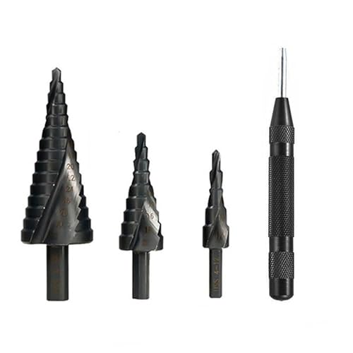 4-12/20/32 mm Kobalt-Stufenbohrer-Set Stickstoff-Schnellarbeitsstahl-Spirale for Metallkegel-Dreieck-Schaftloch-Metallholzbohrer(Set A) von LATOOR