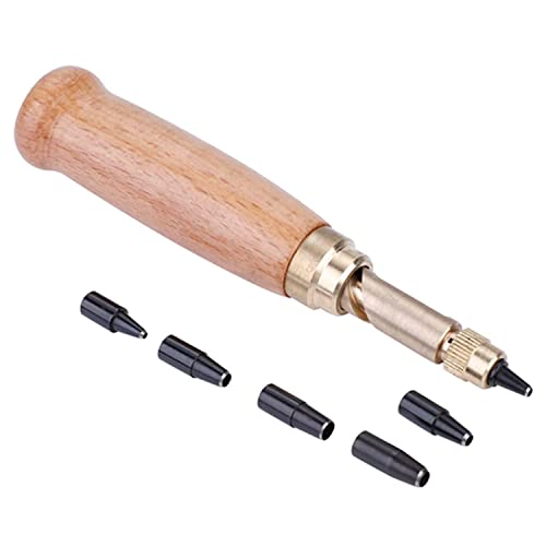 LATRAT 1 Set Schraublocher für Gürtel Uhrenbänder Holzgriff, Lochstanzer für Papier Leder mit 1.5/2/2.5/3/3.5/4mm 6 Arten Lochdurchmesser Lederwerkzeuge von LATRAT