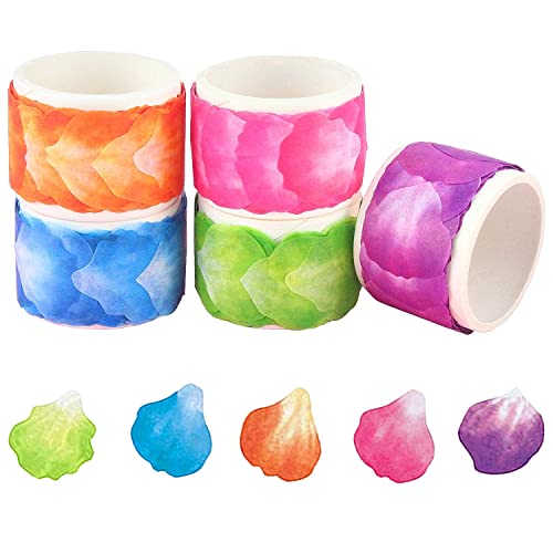 LATRAT 5 Rollen Blütenblätter Washi Tape Set, Washi Klebeband mit Blumenblättern, DIY Blumen Washi Tape, 5 Farben, für Scrapbooking, Basteln und Geschenkverpacken von LATRAT